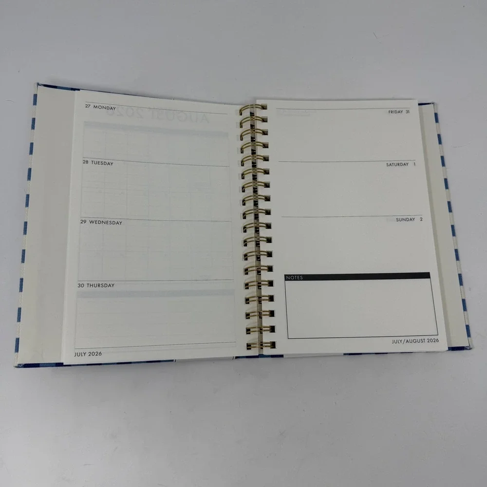 Punch Studio 2027 17-Month Planner Blue Gingham Embroidered Daisy Floral Journal